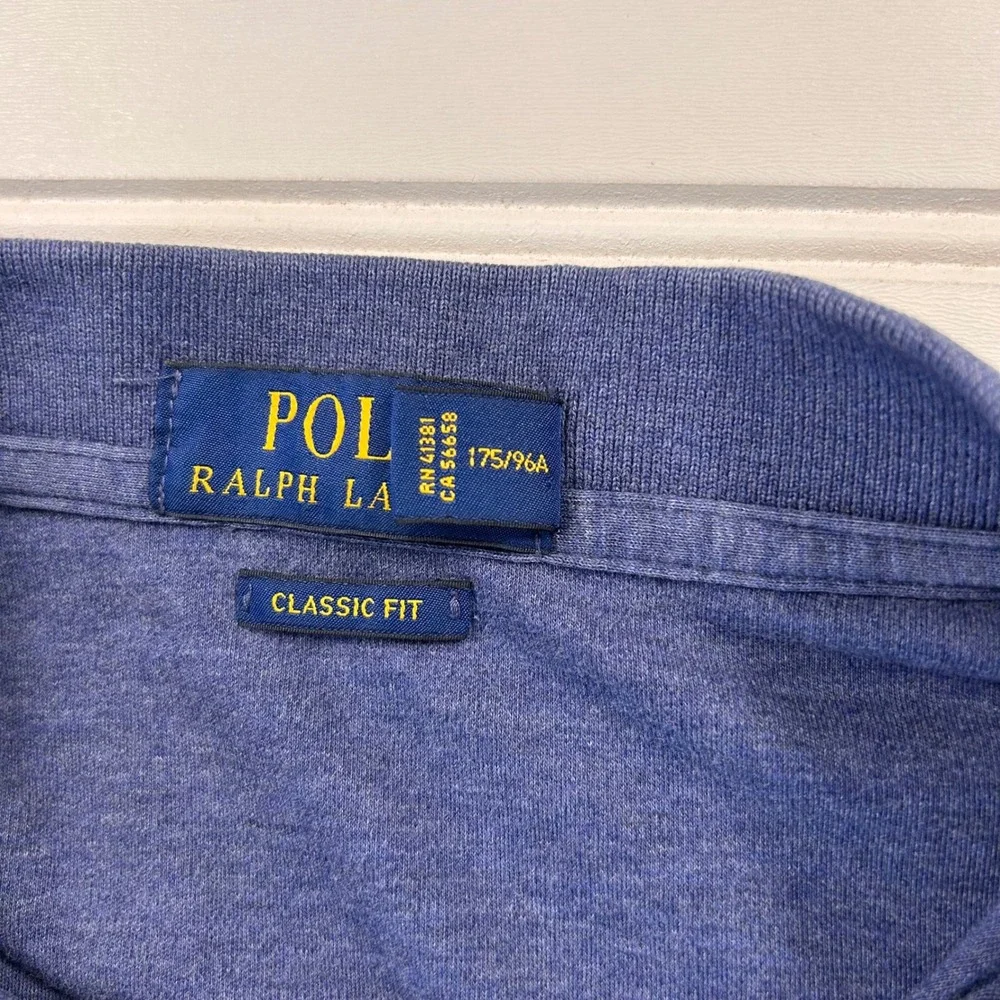 Polo Ralph Lauren Classic Fit Mesh Polo Short Slv Shirt Mens M Blue Gray Heather